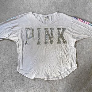 Victorias Secret Pink Sequin Tee Size L